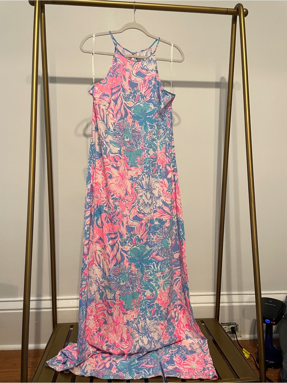 Lilly Pulitzer Pink and Blue Floral Halter Maxi Dress
